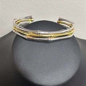 Rustic Cuff Two Tone Gold Silver Tone Bracelet New in Bag Gift